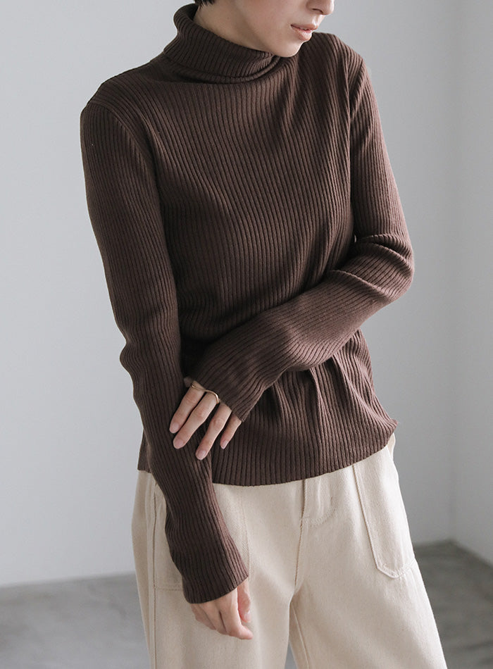 シンプルリブタートルネックニット – SELECT MOCA