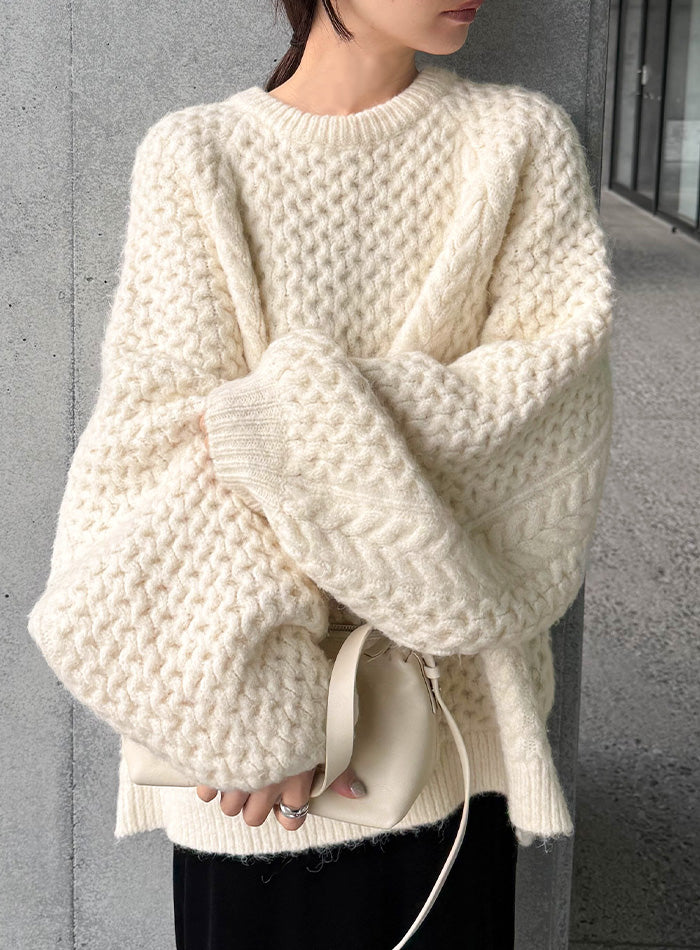 サイズ展開あり】オーバーサイズハニカムニット【by SON】 – SELECT MOCA