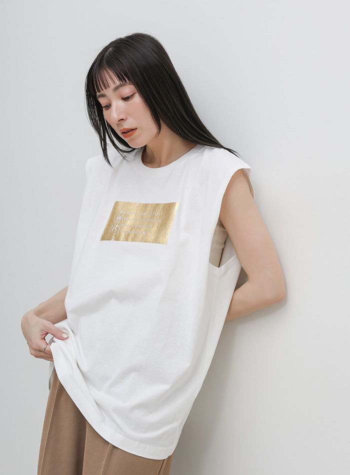 選べる着丈】箔プリントノースリーブTシャツ – SELECT MOCA