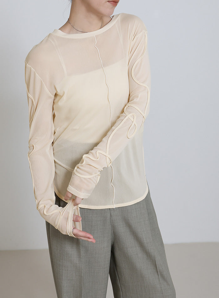 トップス SELECT コード刺繍スリーブシアートップス – SELECT MOCA