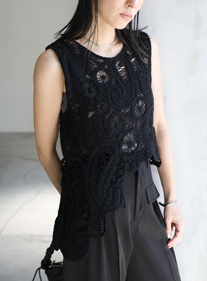 透かし編みアシンメトリーベスト – SELECT MOCA