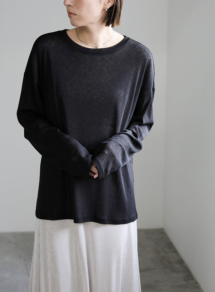 スラブシアークルーネックトップス – SELECT MOCA