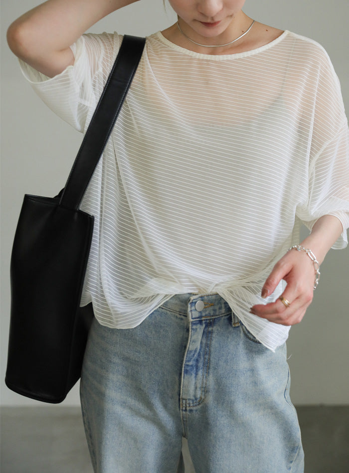 オープンネックシアーボーダートップス【SALE】 – SELECT MOCA