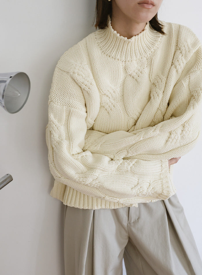 アラン柄スポンディッシュハイネックニット – SELECT MOCA