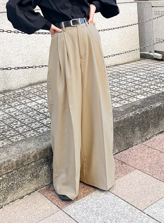 センタープレスタックワイドスラックス【by SON】 – SELECT MOCA