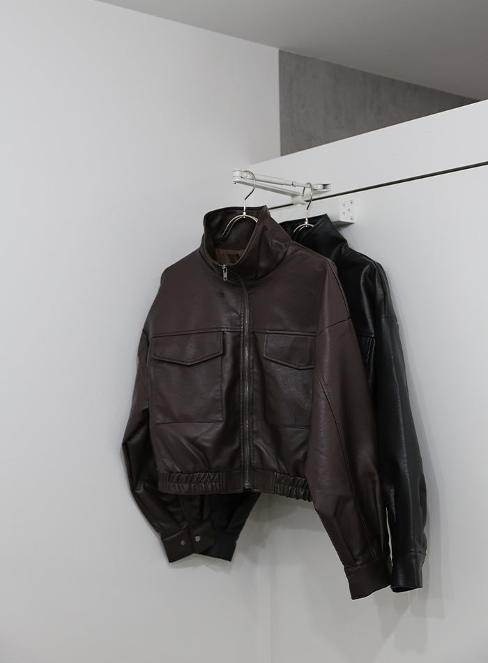 フェイクレザーショートブルゾン – SELECT MOCA