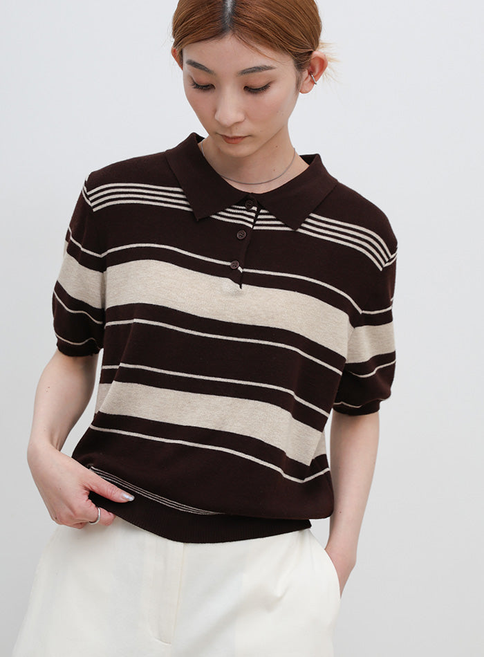 【良品】michael rosso 英国製マルチカラー綿麻ニット　ゆるだぼ GREY LABEL リネンミックスポロニット(トップス)｜MACKINTOSH