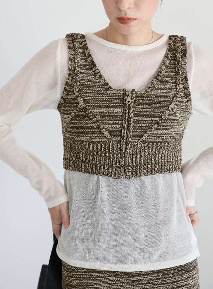 フロントジップメランジニットビスチェ【SALE】 – SELECT MOCA