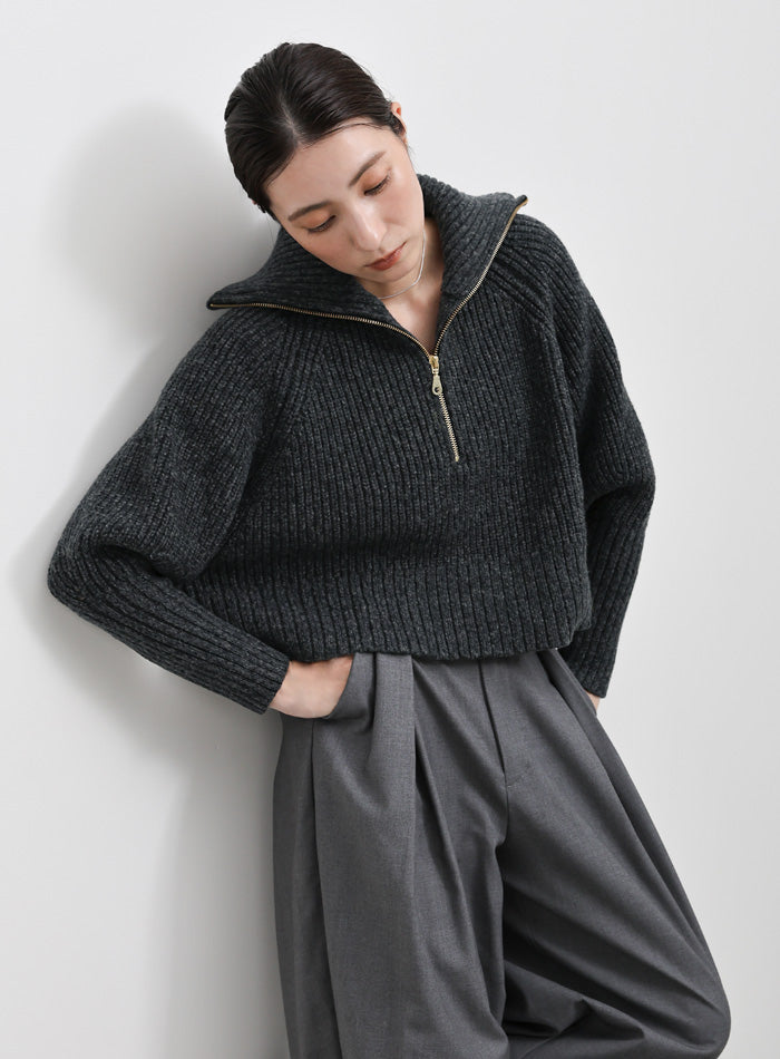 メランジハーフジップラメニットトップス – SELECT MOCA