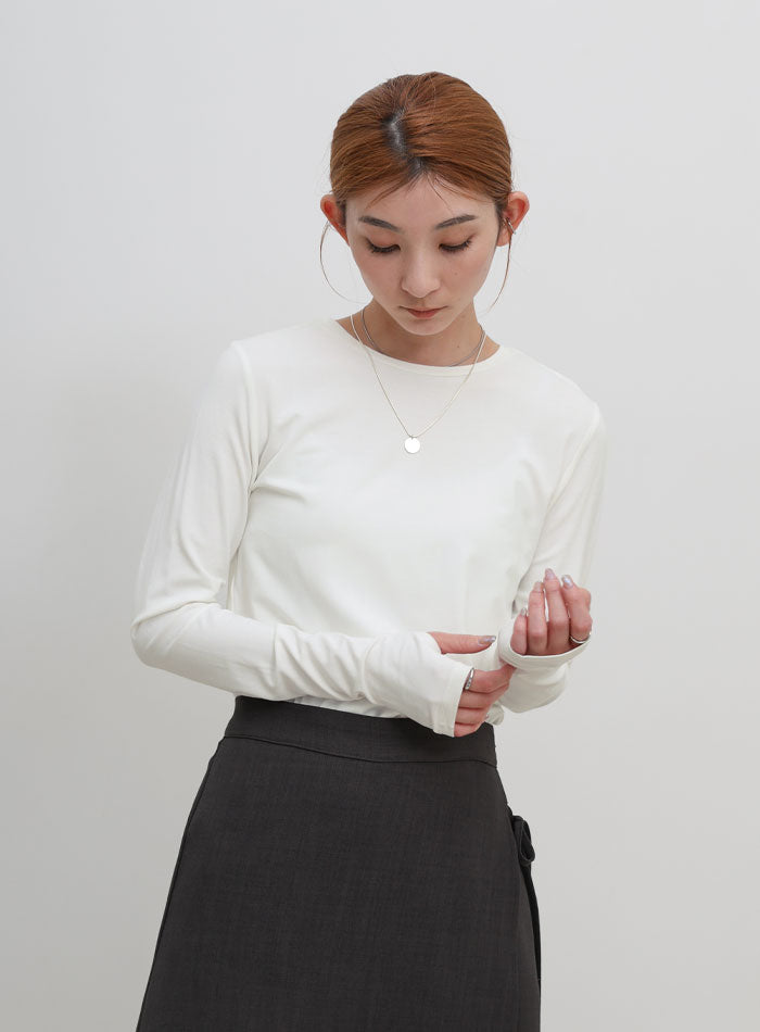 UV CUT】フィンガースリーブクルーネックロングTシャツ – SELECT MOCA