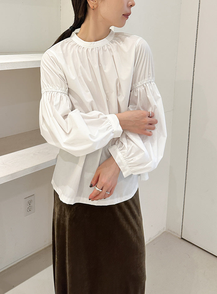 ノーカラー シルク シャツブラウス 45R】45rpm シルク100% インディゴ