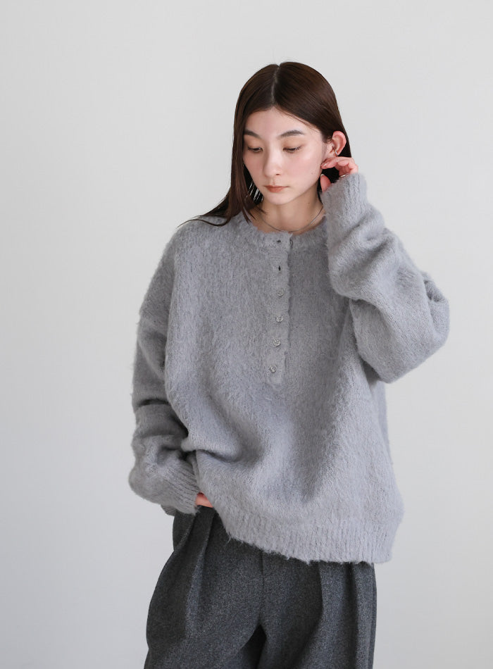ウールタッチヘンリーネックオーバーニット – SELECT MOCA