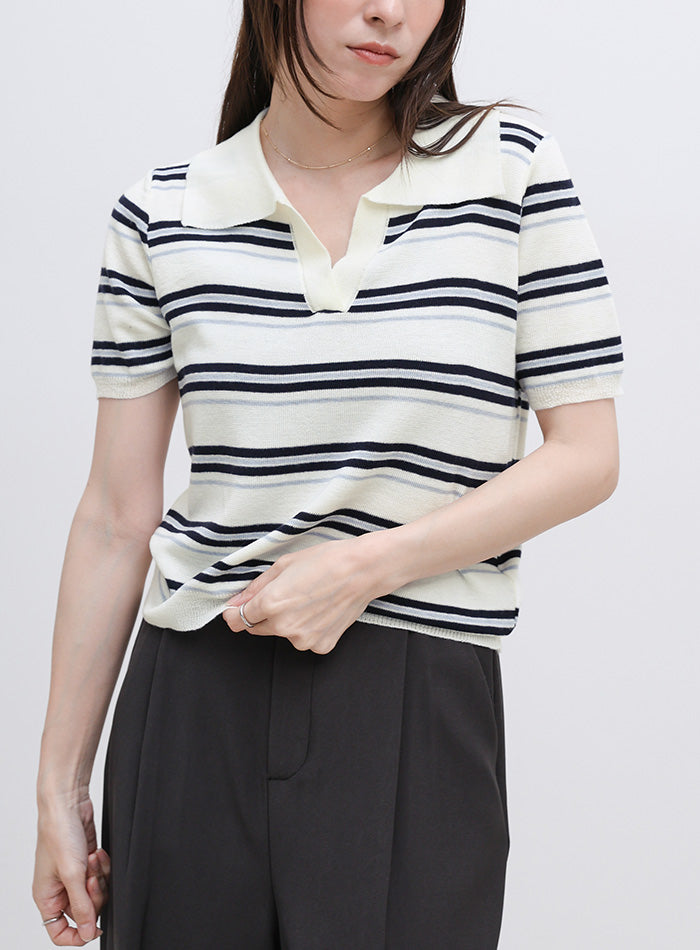 ボーダースキッパーポロニット – SELECT MOCA