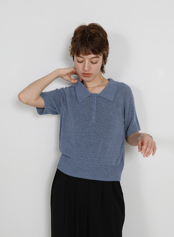 ポロニットハーフスリーブトップス – SELECT MOCA