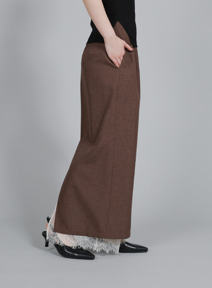 Et】Lace-Layered Back Slit Skirt – SELECT MOCA