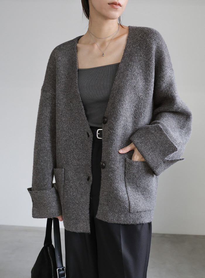 ワイドスリーブVネックニットカーディガン – SELECT MOCA