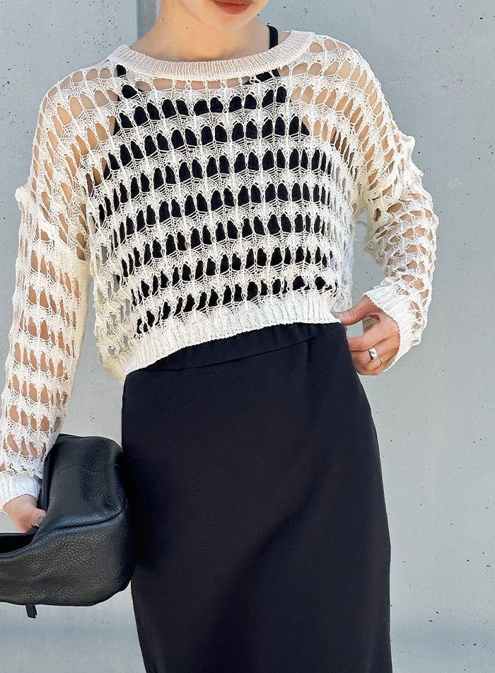 ショート丈メッシュニットトップス【SALE】 – SELECT MOCA