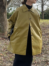 キルティングフェイクレザーオーバージャケット【SALE】