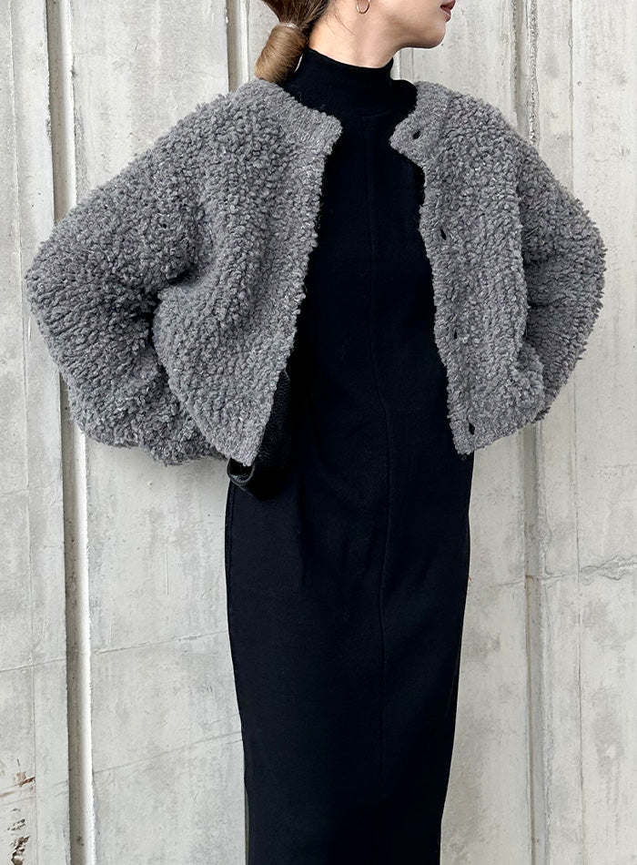 【サイズ展開あり】フィンガースリーブプチハイリブワンピース