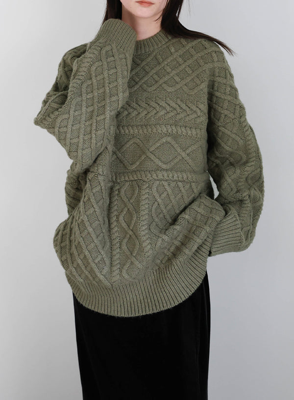 ランダムケーブルオーバーニット