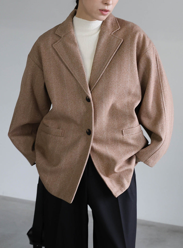 ウインターヘリンボーンジャケット　モカ ヘリンボーンカーブスリーブジャケット – SELECT MOCA