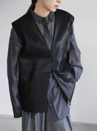 フェイクレザージャケットベスト