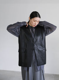 フェイクレザージャケットベスト