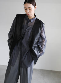 フェイクレザージャケットベスト