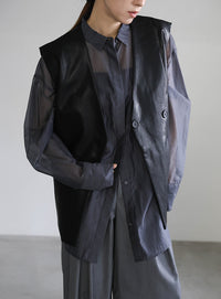 フェイクレザージャケットベスト