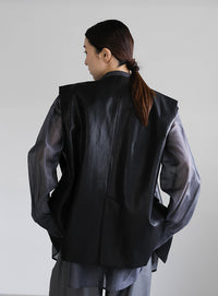 フェイクレザージャケットベスト