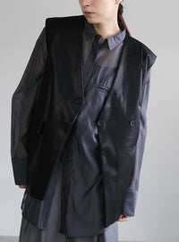 フェイクレザージャケットベスト