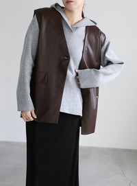 フェイクレザージャケットベスト