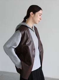 フェイクレザージャケットベスト