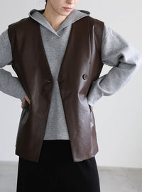 フェイクレザージャケットベスト