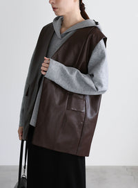 フェイクレザージャケットベスト