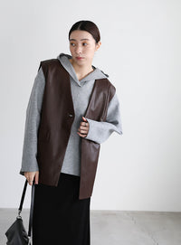 フェイクレザージャケットベスト