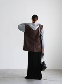 フェイクレザージャケットベスト