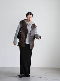 フェイクレザージャケットベスト