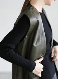 フェイクレザージャケットベスト