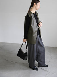 フェイクレザージャケットベスト