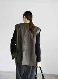 フェイクレザージャケットベスト