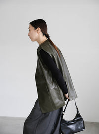 フェイクレザージャケットベスト