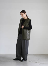 フェイクレザージャケットベスト