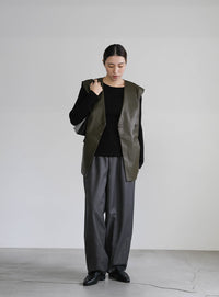 フェイクレザージャケットベスト