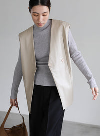 フェイクレザージャケットベスト