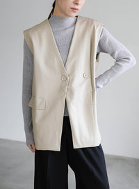 フェイクレザージャケットベスト