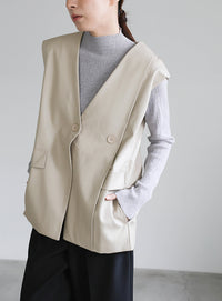 フェイクレザージャケットベスト