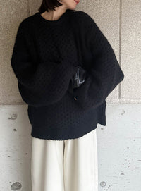【サイズ展開あり】オーバーサイズハニカムニット【by SON】