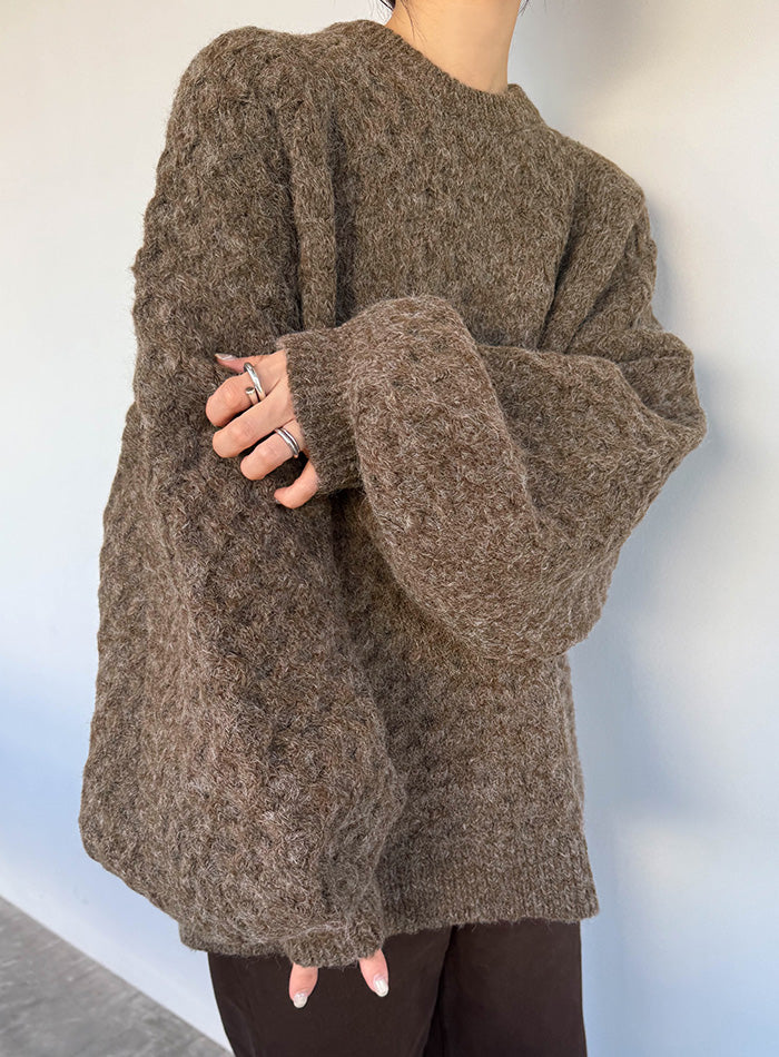 【サイズ展開あり】オーバーサイズハニカムニット【by SON】