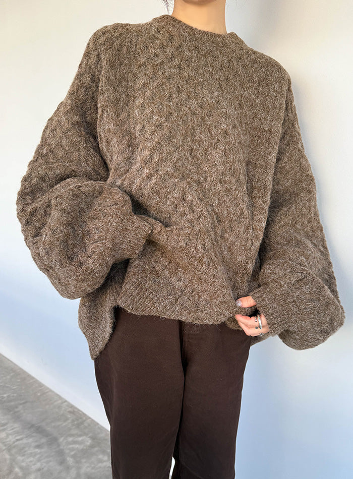 【サイズ展開あり】オーバーサイズハニカムニット【by SON】